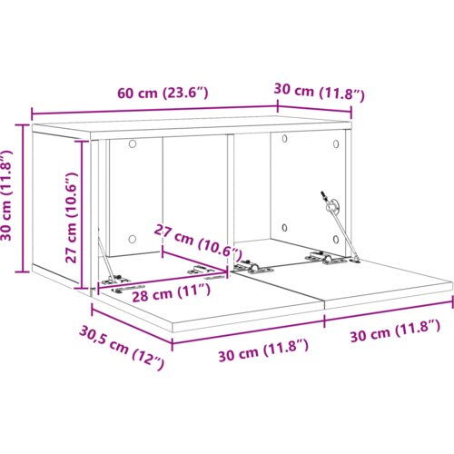 VidaXL Set TV komoda 4 pcs Crni hrast Srednja 30 x 60 x 30.5 cm Slike
