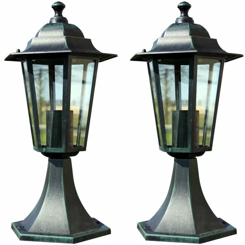 vidaXL Vrtne svjetiljke 2 kom tamnozelene/crne aluminijske
