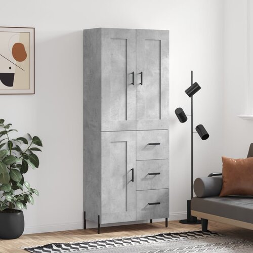 VidaXL Visoka komoda betonsko siva 69,5x34x180 cm inženirski les Slike