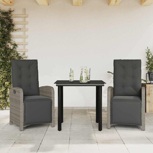  3-dijelni bistro set od poliratana s jastucima sivi Siva Dužina stola 80 cm Cene