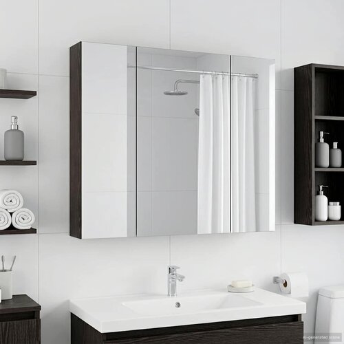  Kupaonski ormar s ogledalom Crni hrast 80 x 14.5 x 70 cm Cijene