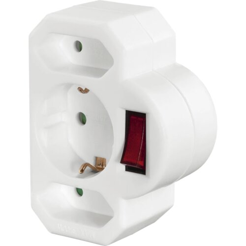 Hama 223217 trojni adapter za vtičnico s stikalom, 1x ozemljena, 2x evro, bel Cene