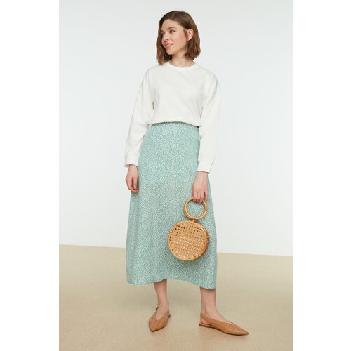 Trendyol Mint Floral Printed Viscose Woven Flare Skirt Cene