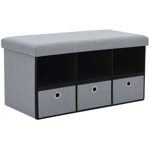 VidaXL Zložljiva klop imitacija platna 76x38x38 cm svetlo siva Slike