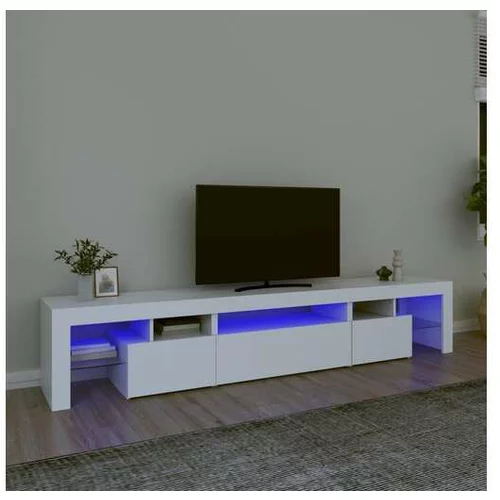  TV omarica z LED lučkami bela 215x36,5x40 cm