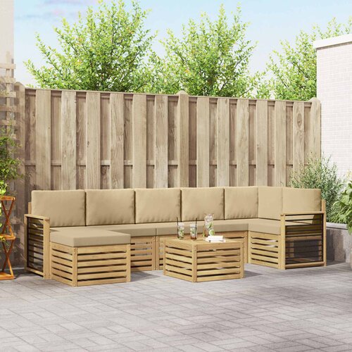  Set vanjskih sofa 8 kom. Bijela i bež Poliester Slike