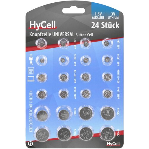 Hycell komplet gumbnih baterij 2x AG 1\, AG 3\, AG 4\, AG 5\, AG 8\, AG 10\, AG 12\, AG 13 in 2x CR 1620\, CR 2016\, CR 2025\, CR 2032, (20430870) Cene