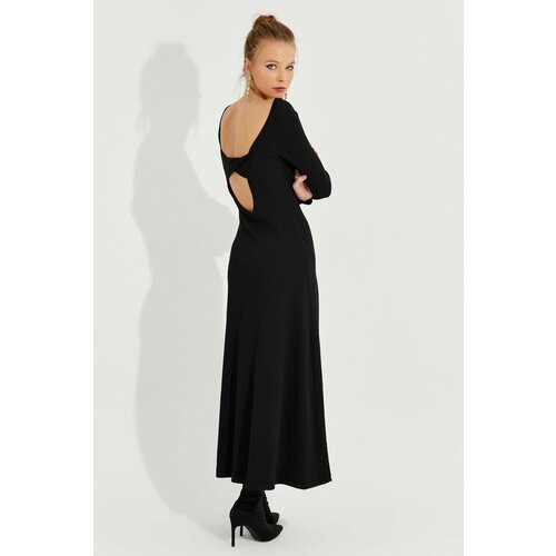 Cool & Sexy Women's Black Back Detailed Camisole Midi Dress Slike