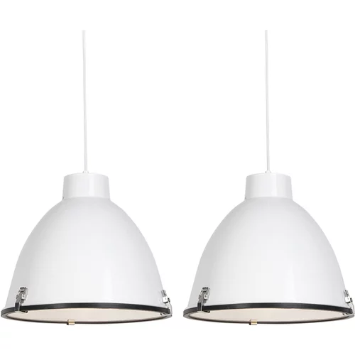 QAZQA Komplet dveh industrijskih visečih svetilk, bela, 38 cm zatemnitvena - Anteros