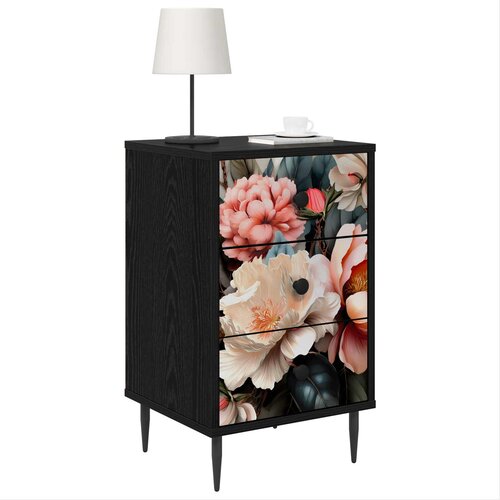  Noćni ormar BORNE Crni hrast 36 x 33 x 61 cm Konstruirano drvo Slike