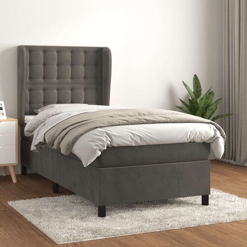Box spring postelja z vzmetnico temno siva 80x200 cm žamet, (20790135) Slike
