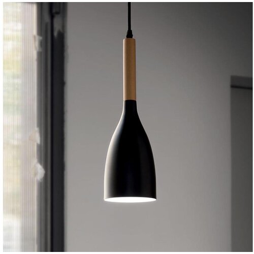 Ideal Lux luster na sajli manhattan 1xE14/40W/230V prečnik 11 cm crna/bukva Slike