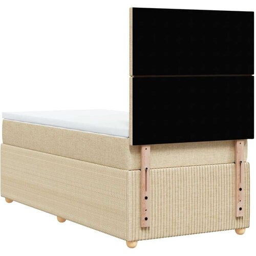 VidaXL Krevet s oprugama i madracem krem 90 x 200 cm od tkanine Slike