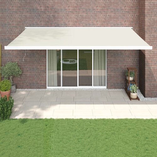 vidaXL Zložljiva tenda krem 5x3 m blago in aluminij Cene