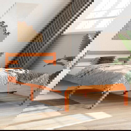 Furnova Posteljni okvir brez vzmetnice vo&amp;scaron;čeno rjav 90x200 cm borovina, (21938553) Slike