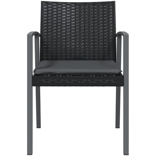  Vrtne stolice s jastucima 2 kom crne 56,5x57x83 cm poliratan Slike
