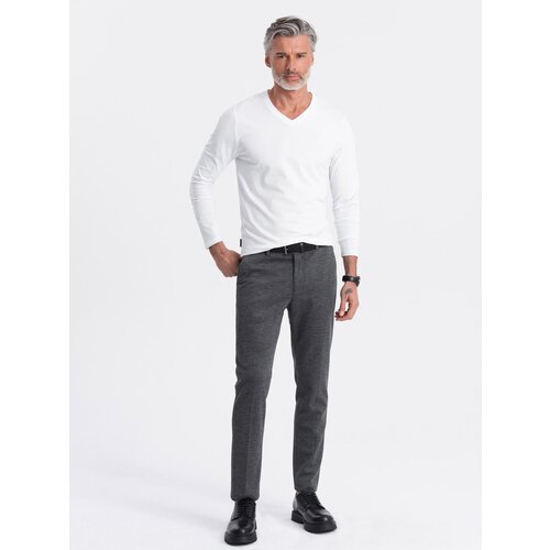 Ombre Men&amp;#039;s unprinted longsleeve with a crew neckline - white Slike
