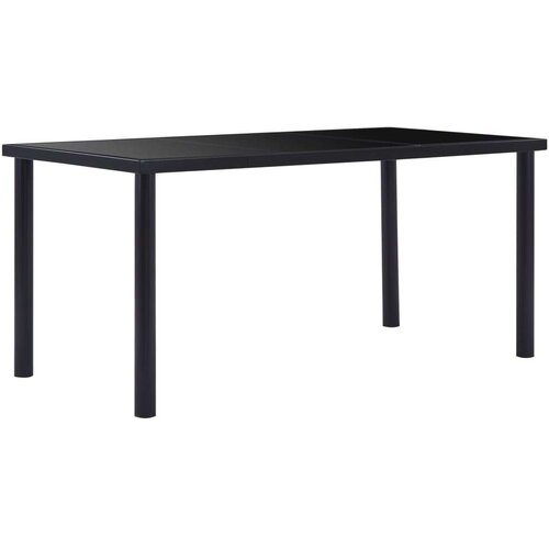  Blagovaonski stol crni 160 x 80 x 75 cm od kaljenog stakla Cijene