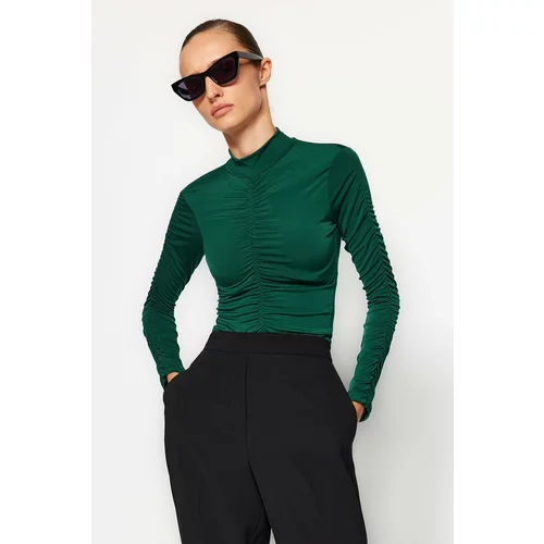 Trendyol Emerald Green Slim Smoke Detailed Knitted Body with Snap fastener