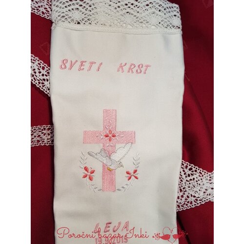  KRSTNI PRTIČEK z križcem in golobčkom KRSPRT 01 Slike