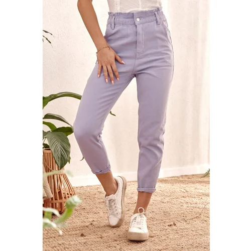 Fasardi Jeans with an elastic waist lilac