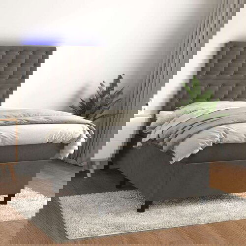  Box spring s madracem LED tamnosivi 90x190 cm bar&amp;scaron;un Slike