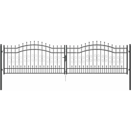  Kapija s vrhom u obliku koplja KAMPEN 404 x 100 cm Čelik Siva Slike