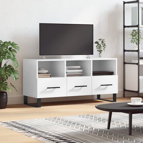 TV ormarić sjajni bijeli 102 x 36 x 50 cm od konstruiranog drva Slike
