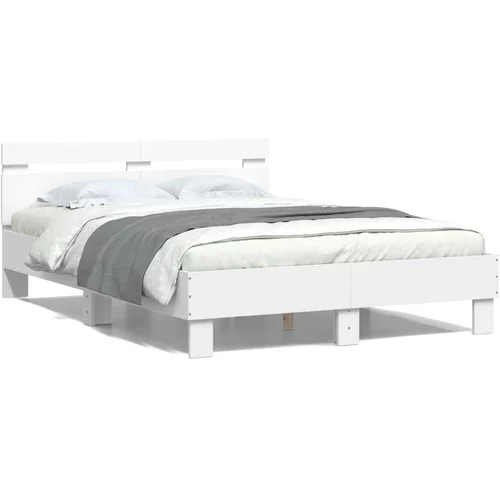 vidaXL Okvir kreveta s uzglavljem bijeli 120x190 cm konstruirano drvo