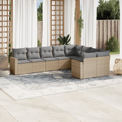 vidaXL 9-dijelni set vrtnih sofa s jastucima bež od poliratana Cijene