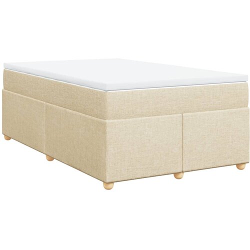 VidaXL Krevet s oprugama i madracem krem 120 x 200 cm od tkanine Slike