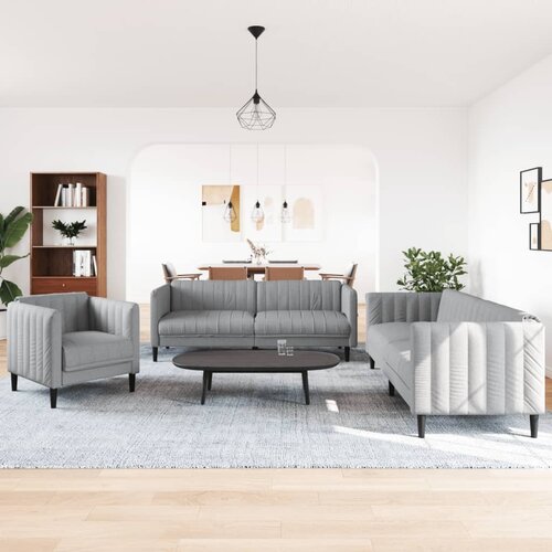  3-dijelni set sofa svjetlosivi od tkanine Slike