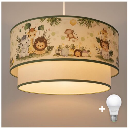 Brilagi-LED Dečiji luster na sajli BOBO 1xE27/10W/230V prečnik 40 cm krem./zel./džungla Cene