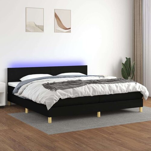  Box spring postelja z vzmetnico LED črna 200x200 cm blago, (20790688) Slike