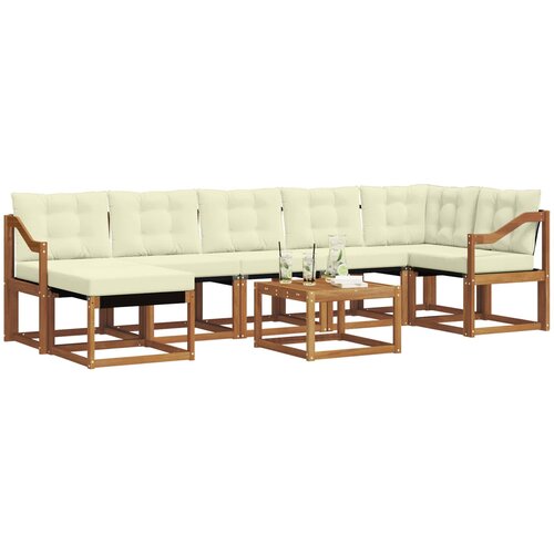  Set vanjskih sofa 8 kom. Prirodna i krem Slike