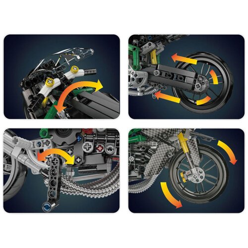  Kocke za sestavljanje dirkalnega motorja Racing s 656 elementi - črno/zelena Slike