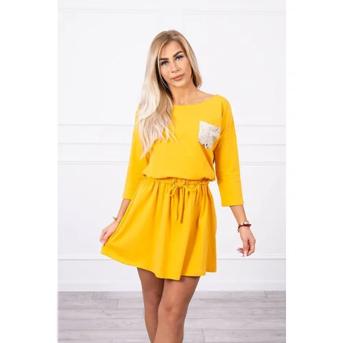 Kesi Sequin Pocket Mustard Dress