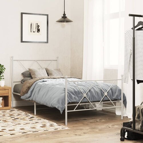  Metalni okvir kreveta uzglavlje i podnožje bijeli 90x190 cm Cijene