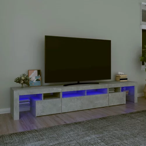 vidaXL TV omarica z LED lučkami betonsko siva 230x36,5x40 cm