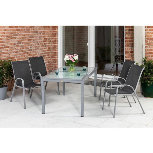 Gardenson Raztegljiva Vrtna Miza Ambia, Steklo, Aluminij, 120-180x90 Slike