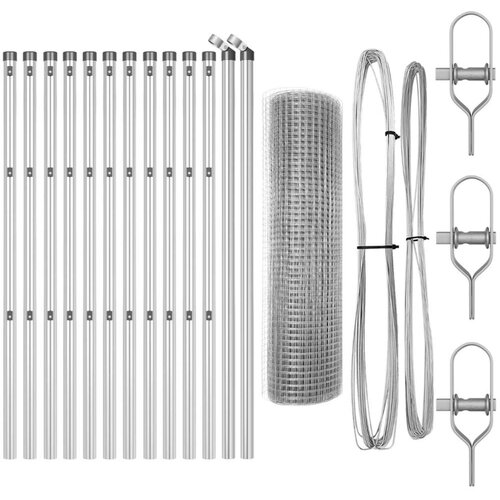 VidaXL Set stupova ograde s panelima Set od 2 Pocinčani čelik 25 x 0.5 m Slike