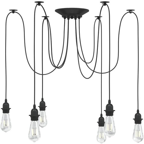 vidaXL obesek svetilka s 6 nosilci E27 Črna kovina Cene