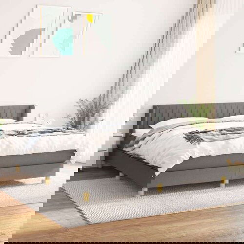  Okvir kreveta s oprugama i madrac svjetlosivi 160x200cm tkanina Slike