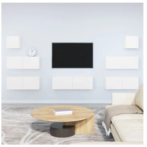  Komplet TV omaric 7-delni visok sijaj bel inženirski les