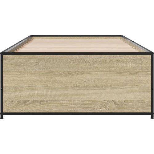 Okvir za krevet boja hrasta 100x200cm konstruirano drvo i metal Smeđa 100 x 200 cm Slike