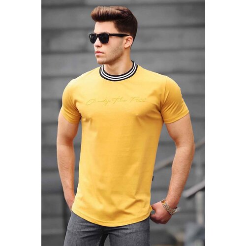 Madmext Men&amp;#039;s Yellow Embroidery Printed T-Shirt 4486 Slike