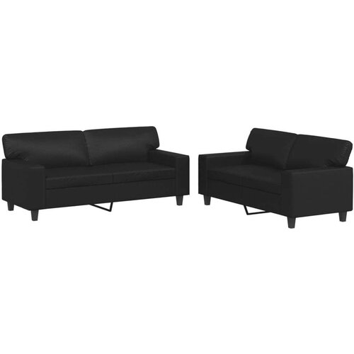  2-dijelni set sofa crni od umjetne kože Slike