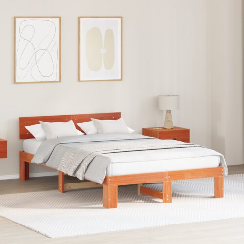  Konstrukcija postelje z vzglavjem Voskast rjav 140 x 190 cm, (5000128487) Cene