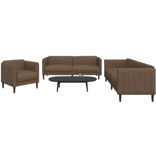  3-dijelni set sofa smeđi od tkanine