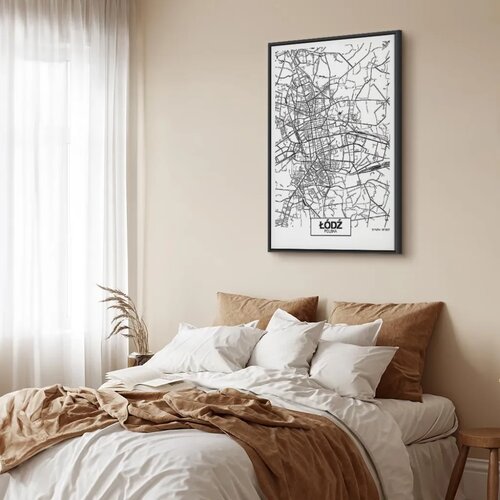  Slika - City Plan: Lodz (1 Part) Vertical 80x120 U crnom drvenom okviru Slike